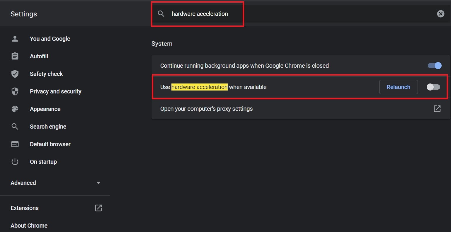 disable hardware acceleration to fix mouse cursor disappearing in Chrome browser