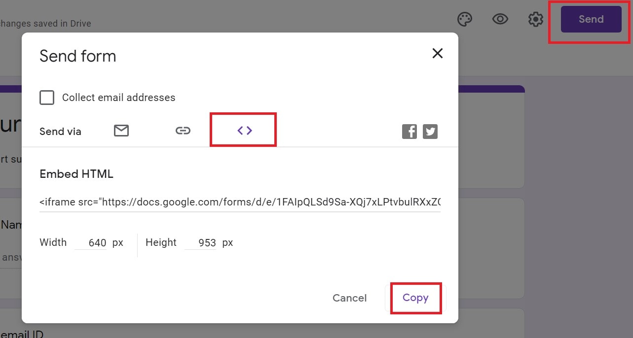 embed Google forms on a website