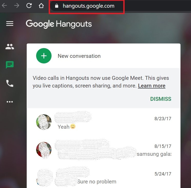 Google Hangouts conversations