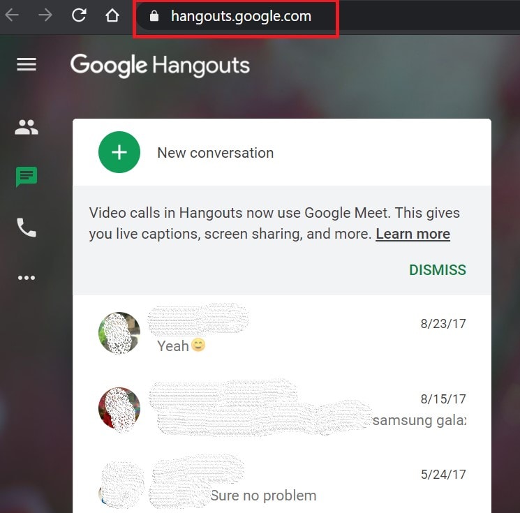 google hangouts app shows a white circle google hangouts app shows a white circle