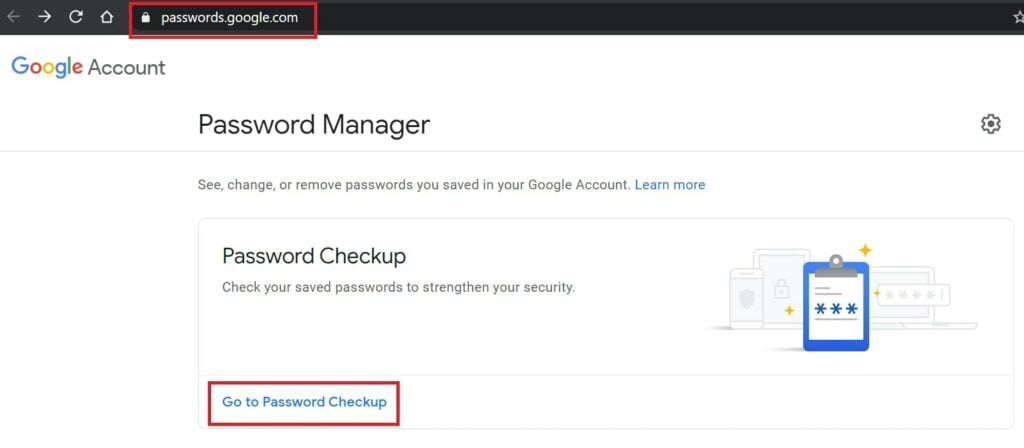 change unsafe passwords used in Google account