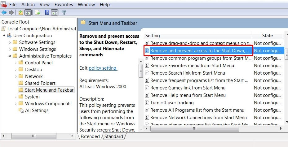 gpe windows 10 sleep option