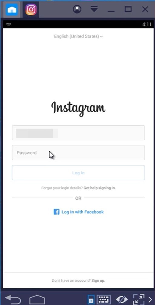 instagram bluestack login pc