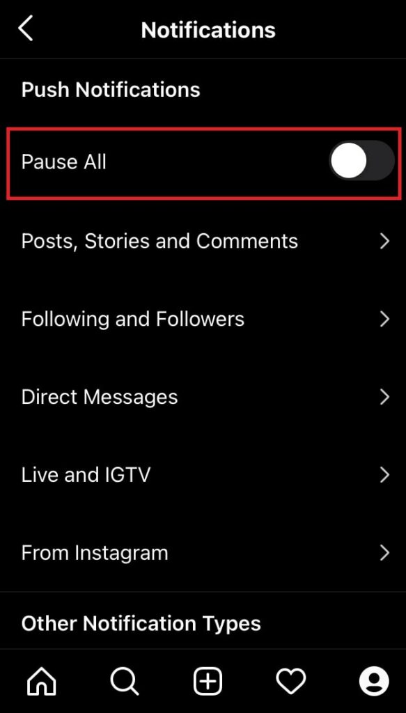 Enable Instagram push notifications