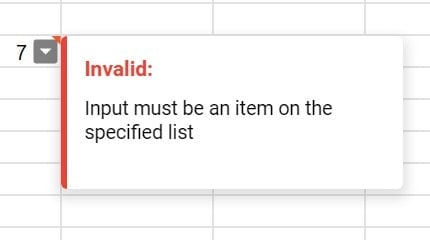 invalid value in dropdown list