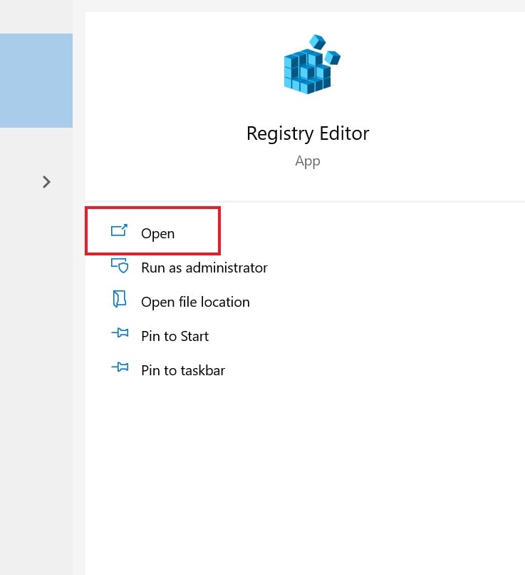 Open Registry Editor to disable folder options