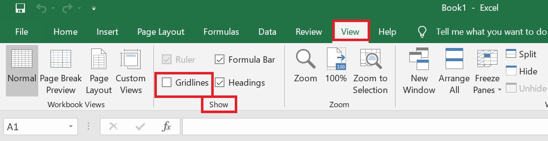 Remove gridlines from Microsoft Excel