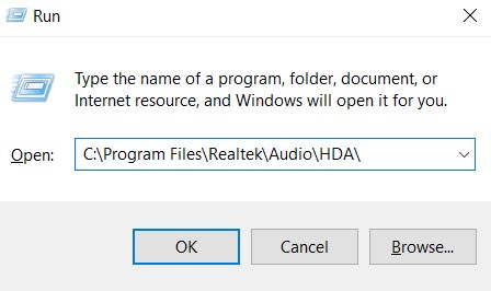 run Realtek HD Audio Manager