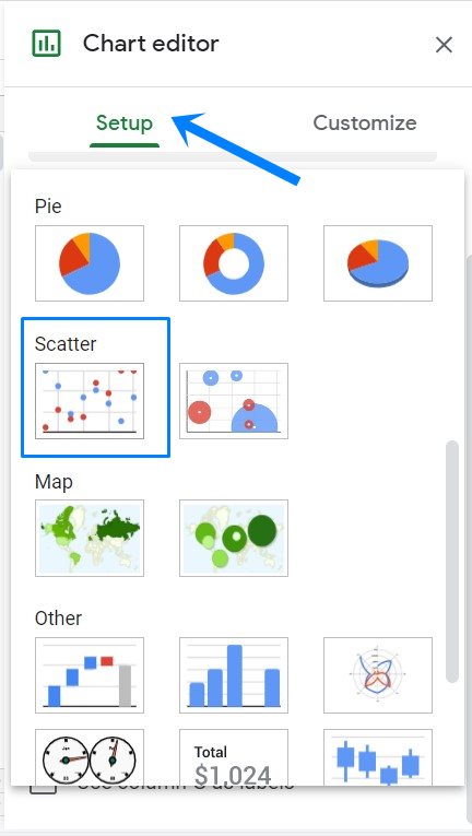 select scatter chart