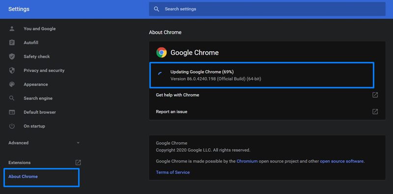 update google chrome