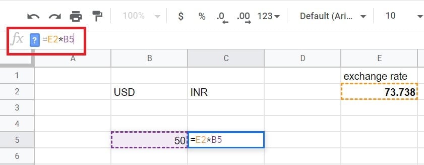 exchange currency from USD to INR