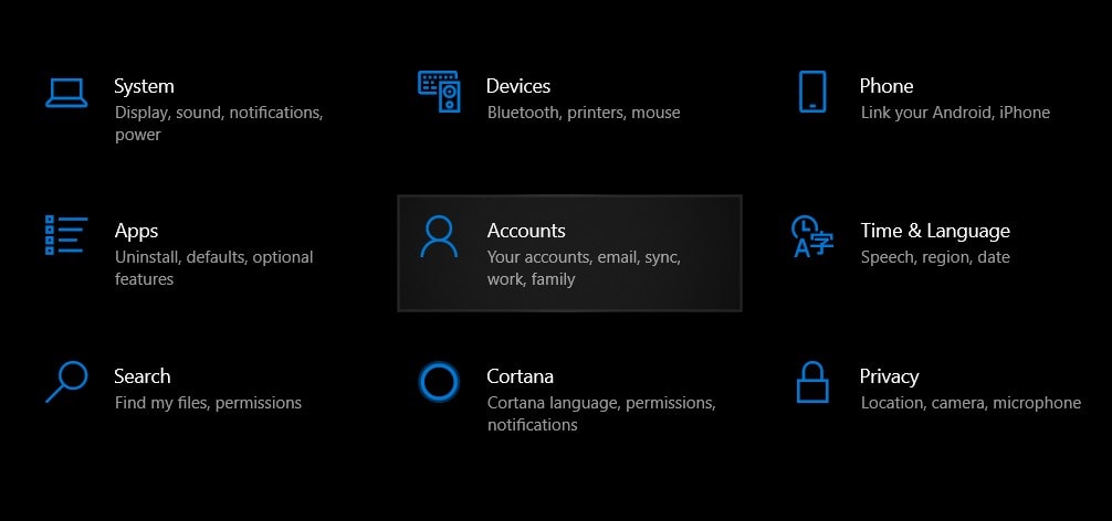 windows 10 account