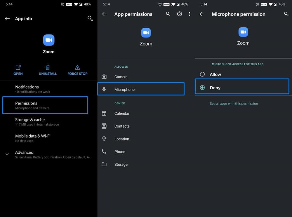 zoom microphone permission