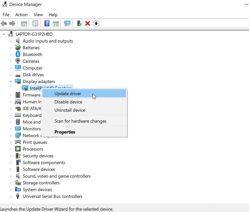 update display adapter