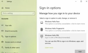 How to Fix “Windows Hello Pin Option Currently Unavailable”?