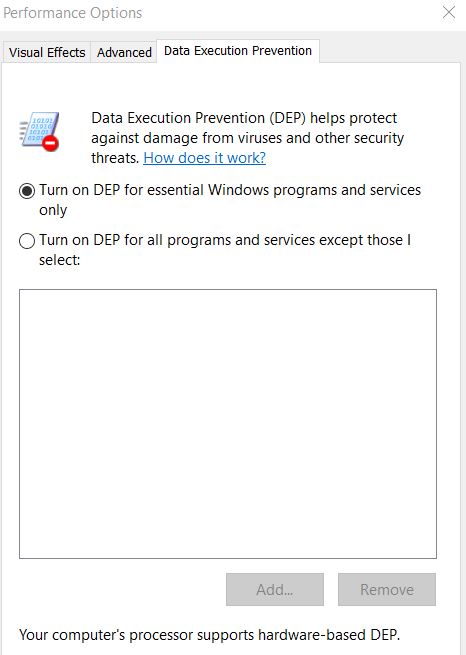 What is Data Execution Prevention in Windows 10?