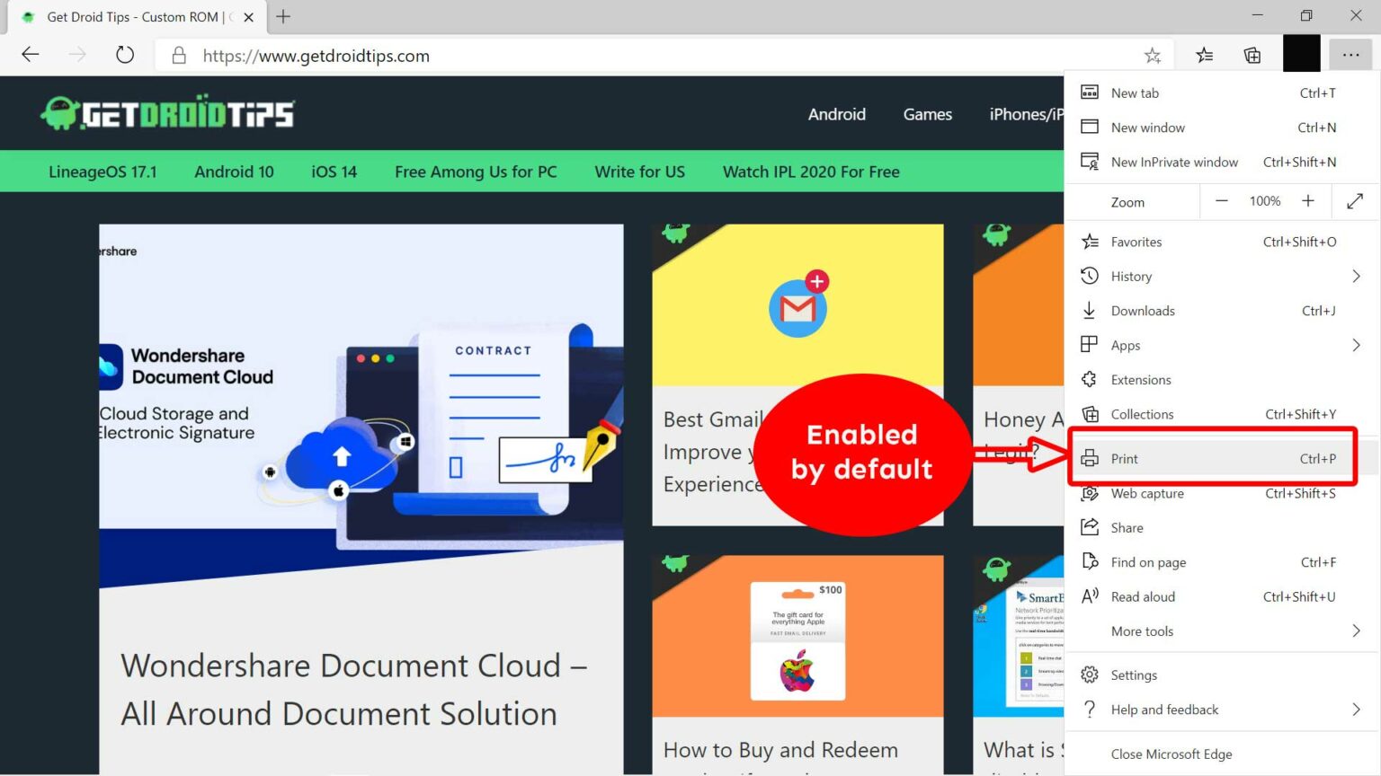 Enable or disable printing in microsoft edge in windows 10