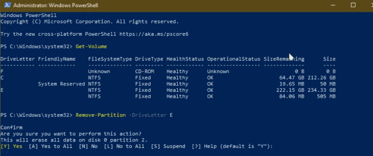 Remove Partition using PowerShell