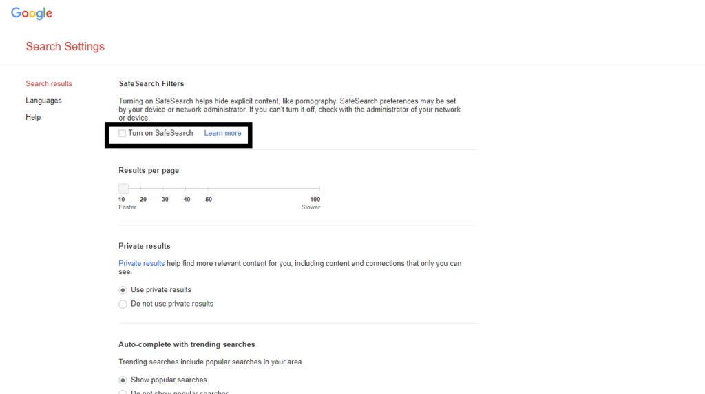 How to turn off Google SafeSearch?