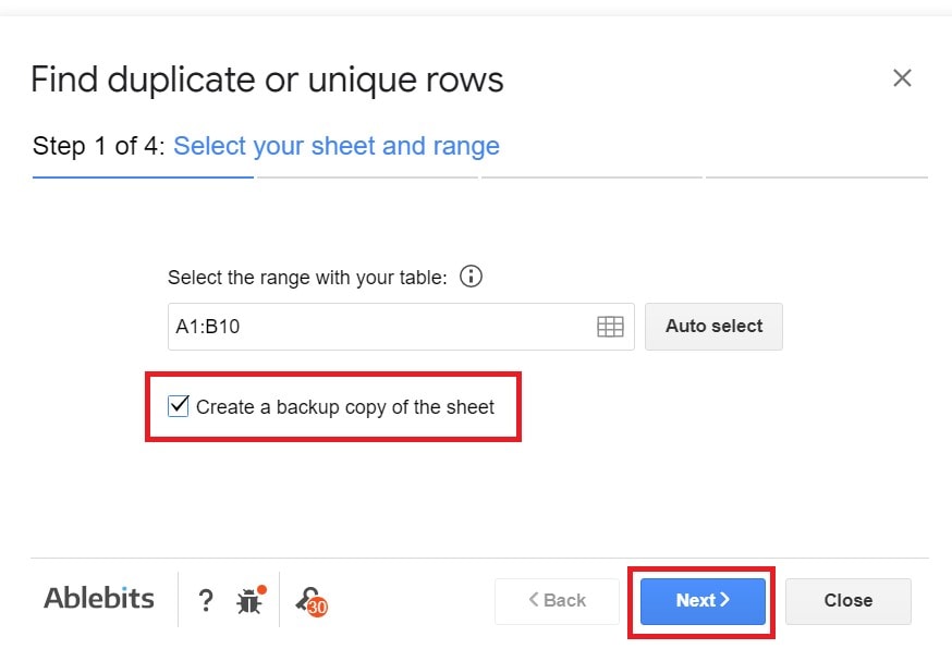 create backup copy of the sheet