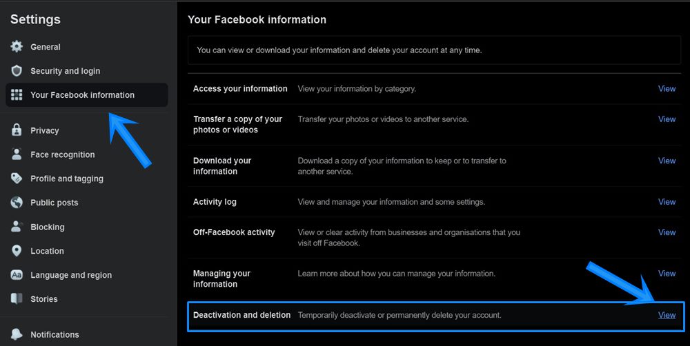 deactivate and delete facebook