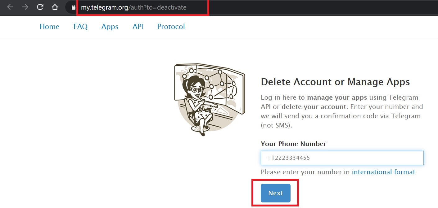 delete Telegram account manually