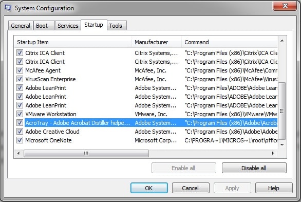How to Disable Adobe Acrotray.exe from Startup