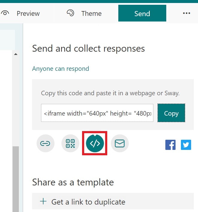 embed Microsoft Forms