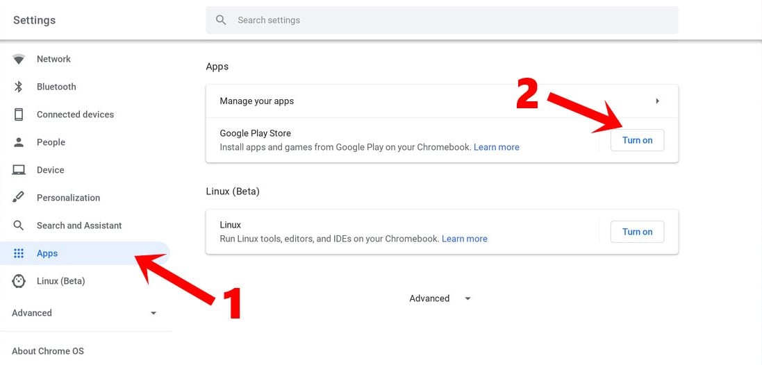 enable play store chromebook