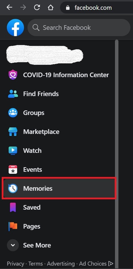 Access Facebook memories on PC app
