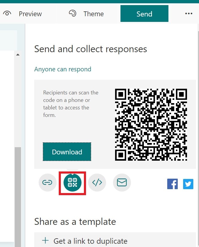 share Microsoft Forms t hrough QR code