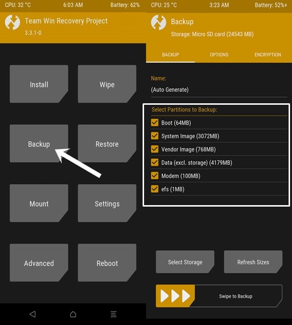 nandroid backup partitions twrp