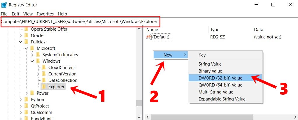 new dword value context menu windows 10