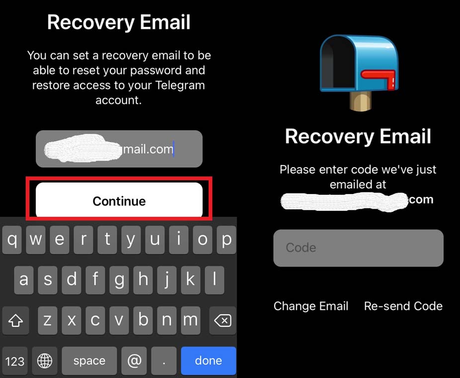 Set your recovery email for Telegram two-step verification