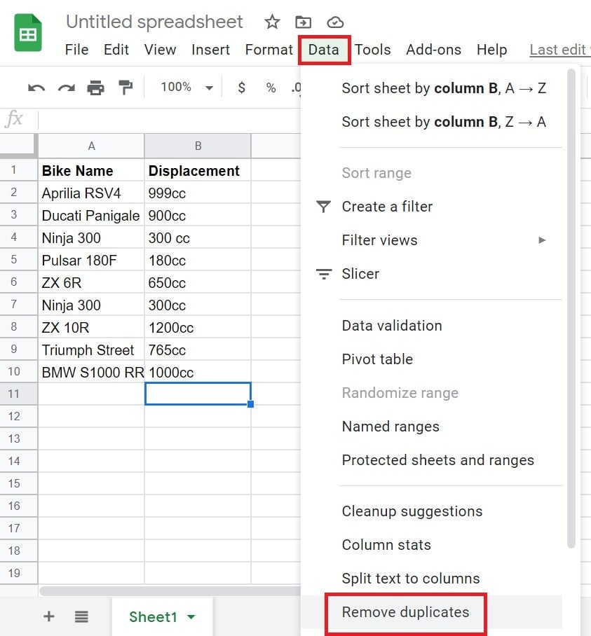 Remove duplicates from google Sheets database
