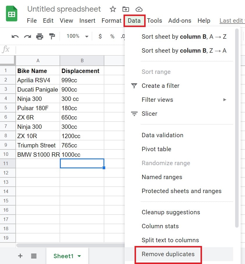 Remove duplicates from google Sheets database