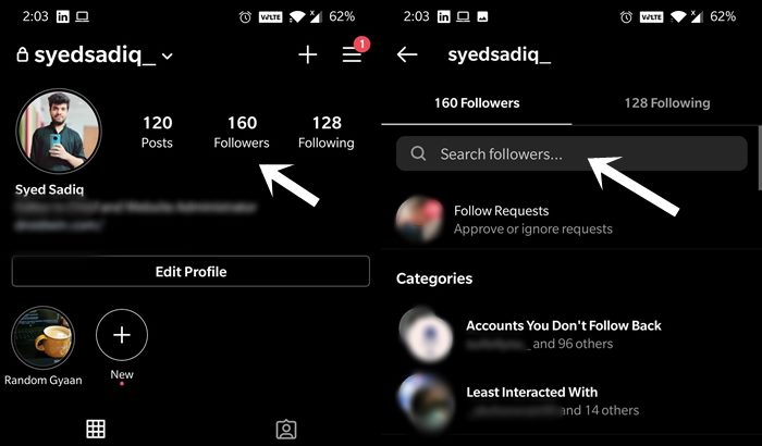 search followers instagram