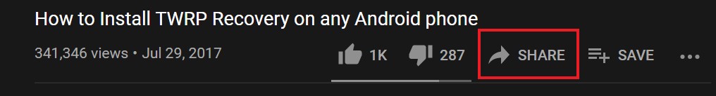 Share link of YouTube video