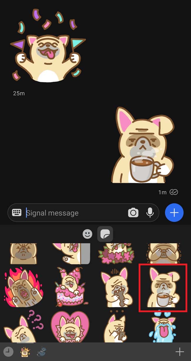 send sticker on Signal Android 