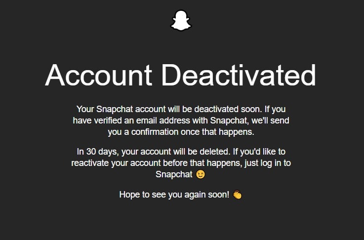 snapchat account deactivated