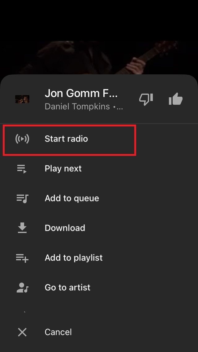 create radio station on YouTube Music