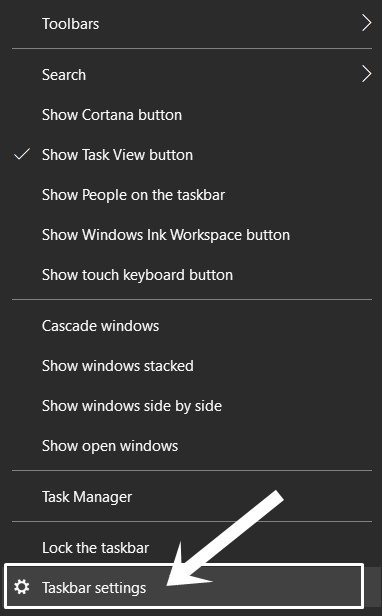 taskbar settings