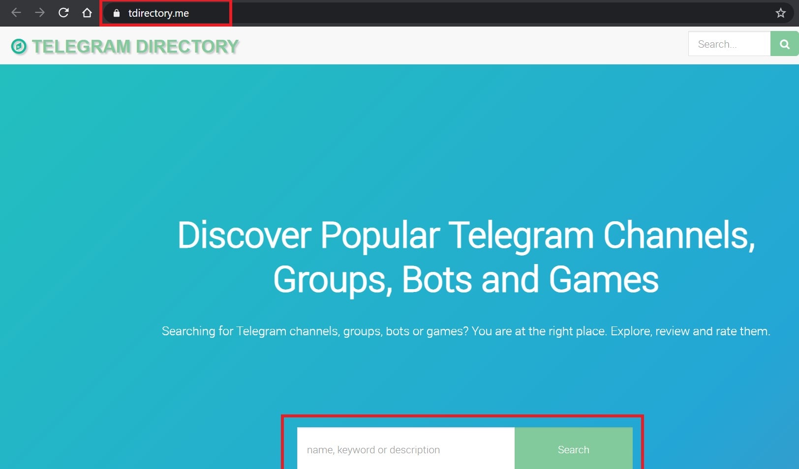 Find Telegram groups through Telegram directory