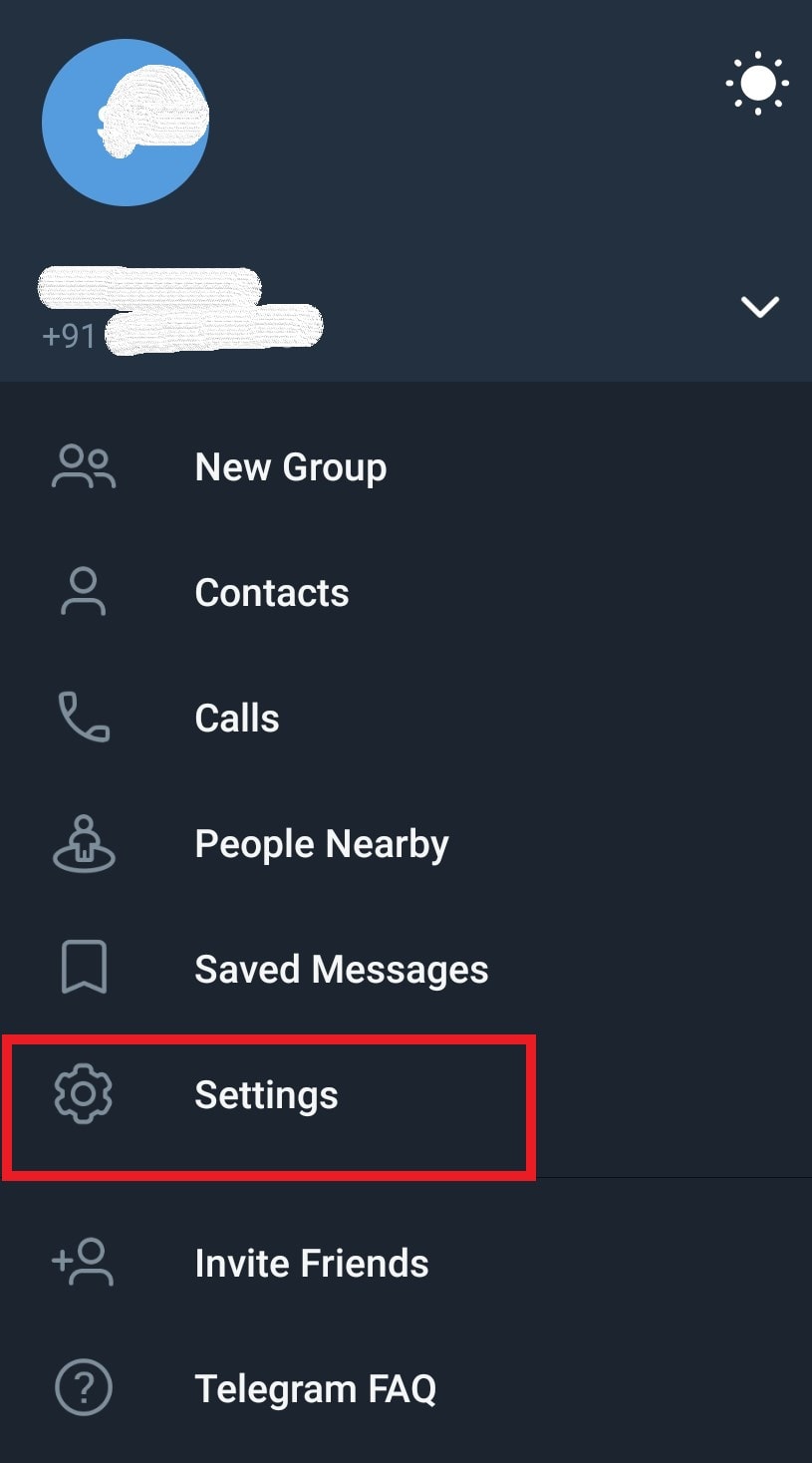 telegram settings