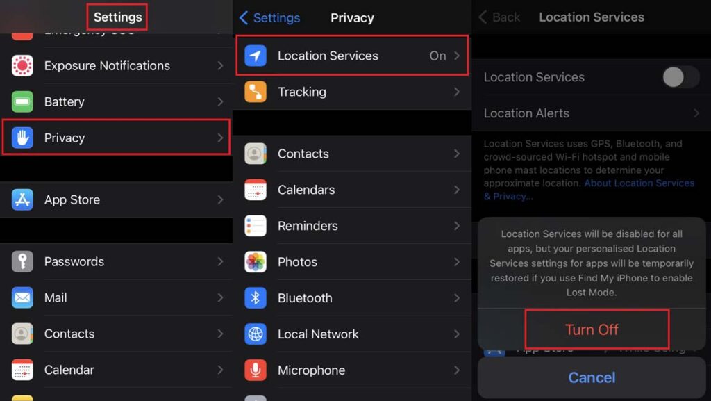 disable location permission for all apps in iOS