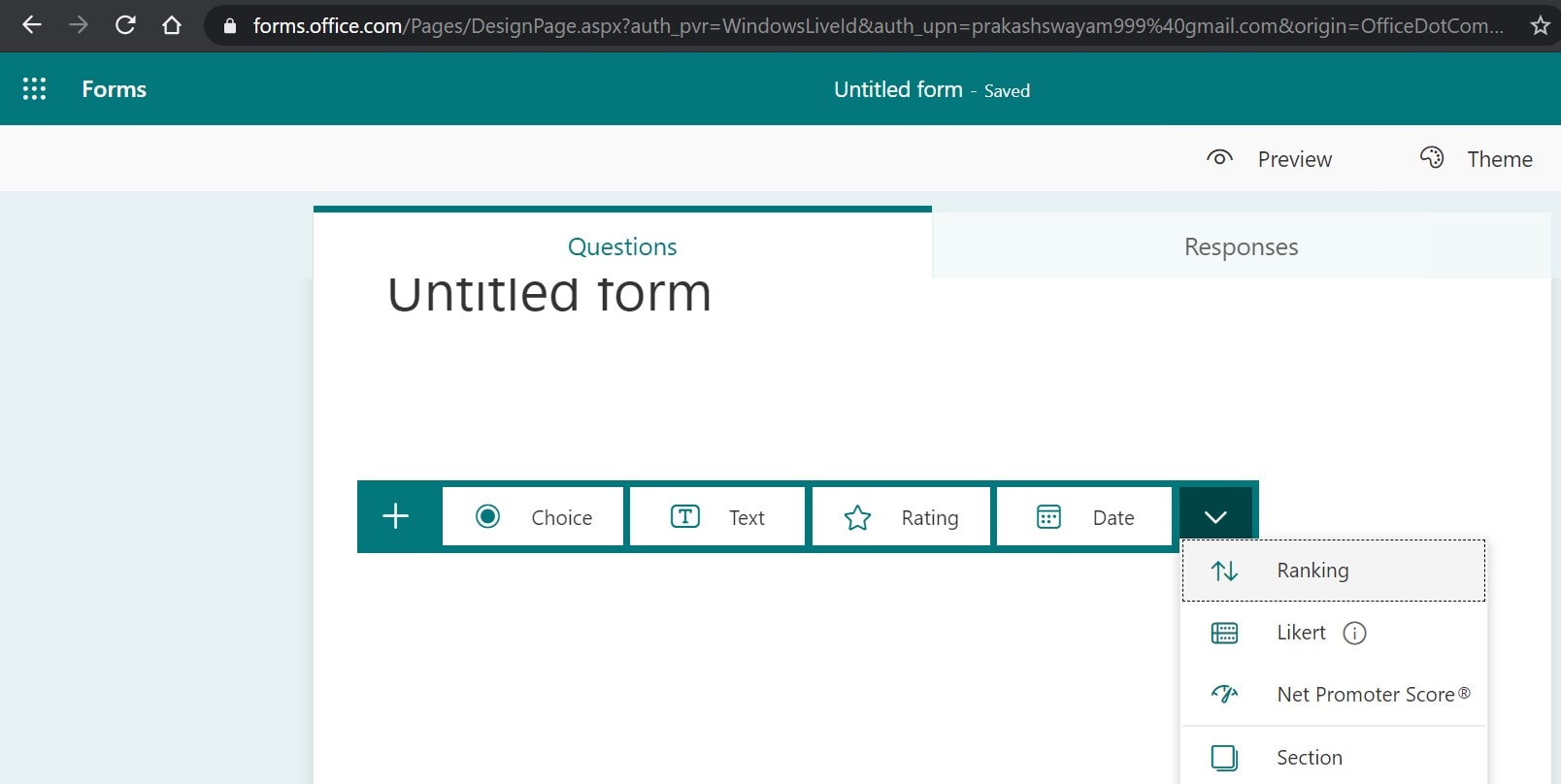 set questions, rating, multiple choices for your form