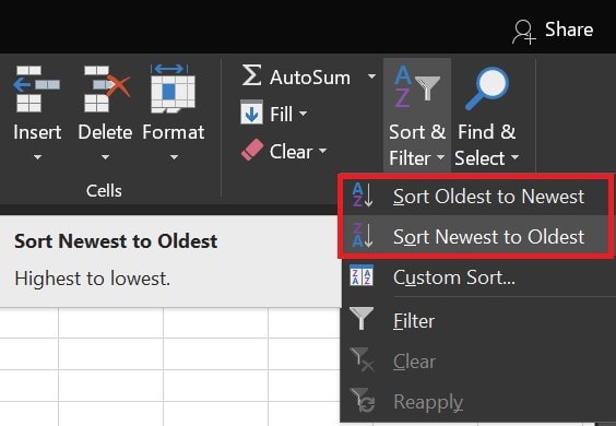 sort by date Microsoft Excel