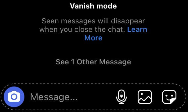 Close Vanish Mode in Instagram