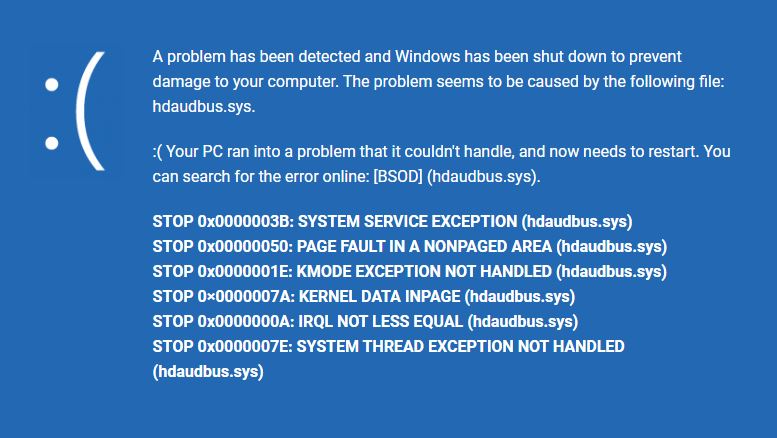 HDAudBus.sys - что это такое и как исправить?