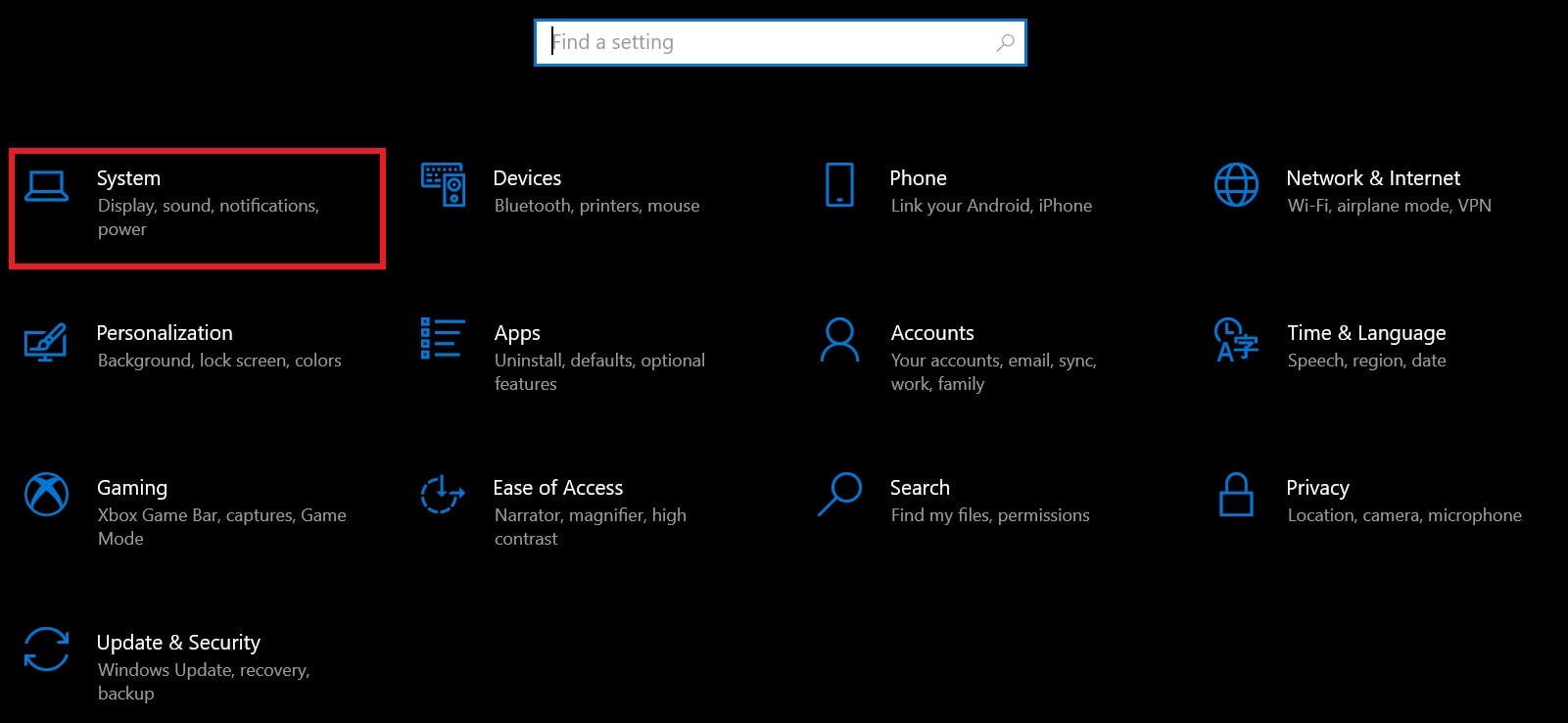 Windows System Settings